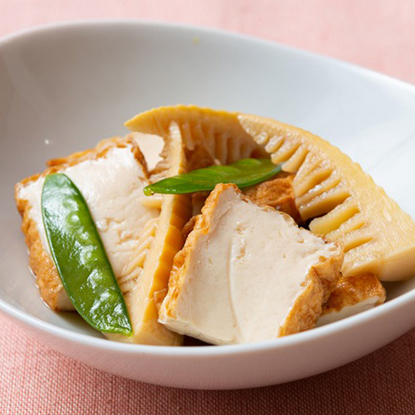 厚揚げとエンドウの煮浸し